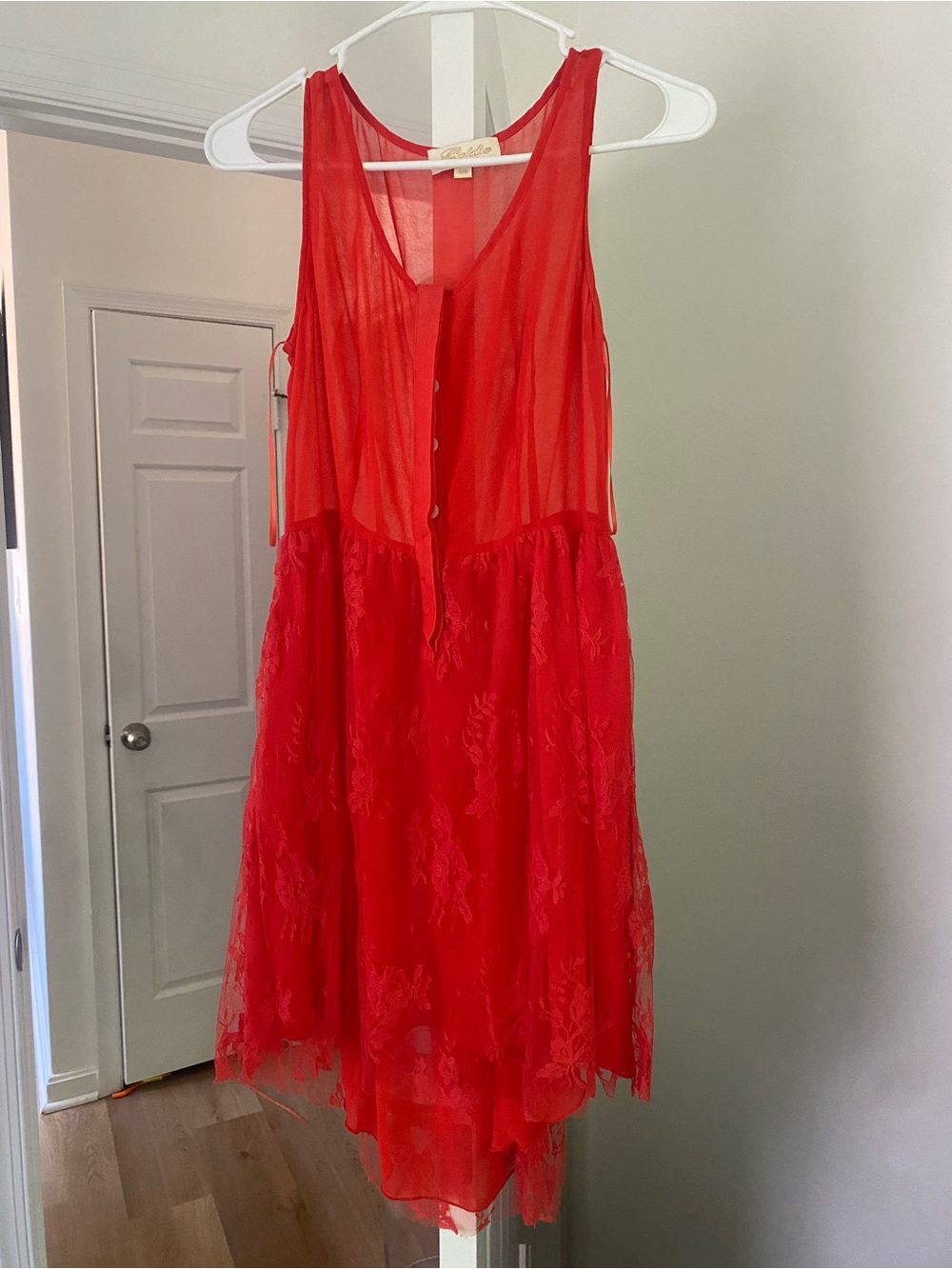 Goldie London Coral Lace High-Low Dress | Size S/M |